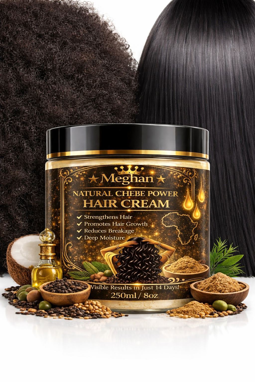 Meghan Ultimate Chebe Hair Growth Cream – Deep Moisture, Breakage Repair & Longer, Stronger Hair Fast