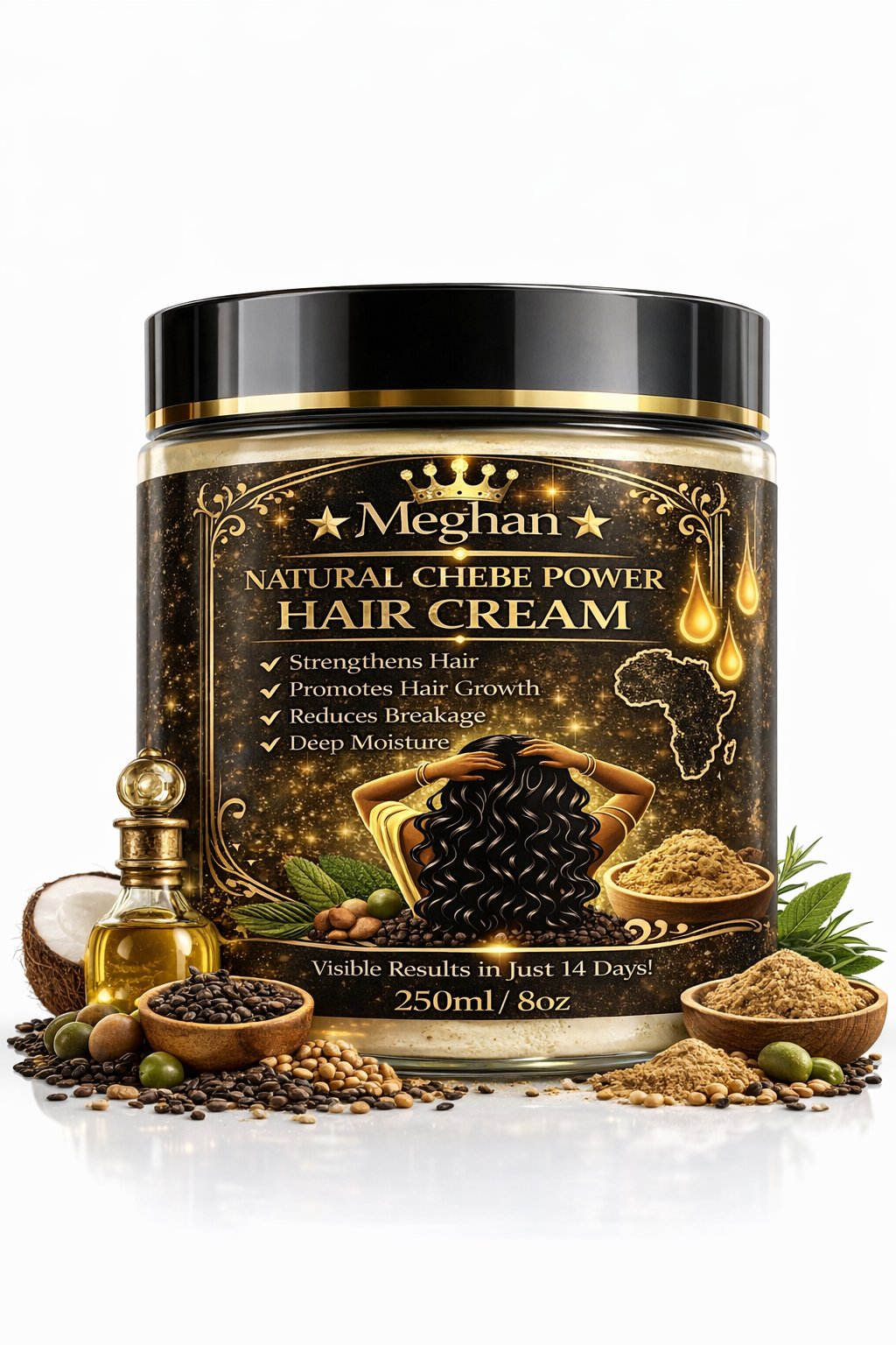Meghan Ultimate Chebe Hair Growth Cream – Deep Moisture, Breakage Repair & Longer, Stronger Hair Fast